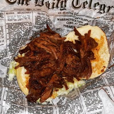 Pulled brisket sandwich