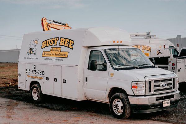 Busy Bee Plumbing, heating and Air Conditioning truck.