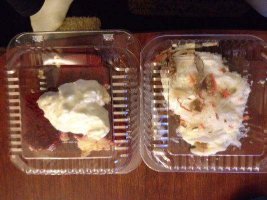 Red velvet (left)  Carrot cake (not left)