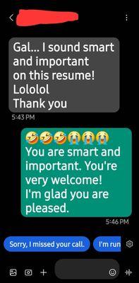 This client is happy with the results of her revised resume for a federal government position.