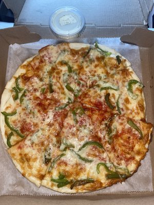 Thin crust with green peppers