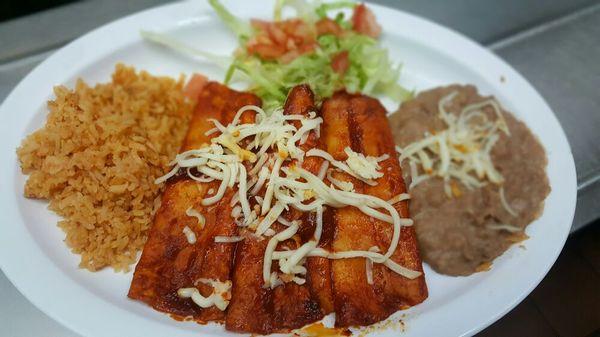 Red enchiladas.