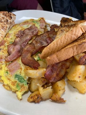 Omelet, bacon, home fries. Very good