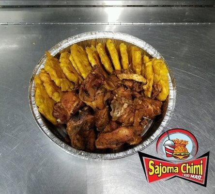 chicharon de pollo con tostones