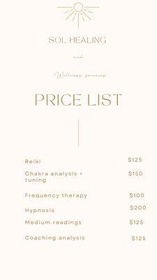 Price list and services