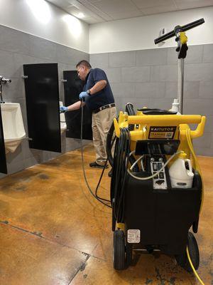 Bathroom cleaning with advanced technoloyg