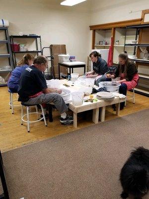 Students learning how to make pottery on the Potter's wheel. Intimate class sizes insure one-on-one attention from teachers.