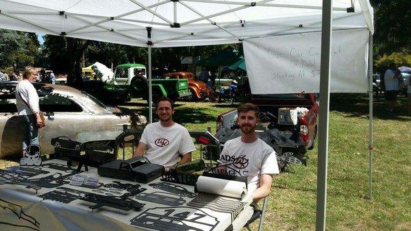 Booth for the Father's Day car show at Julliard Park in Santa Rosa