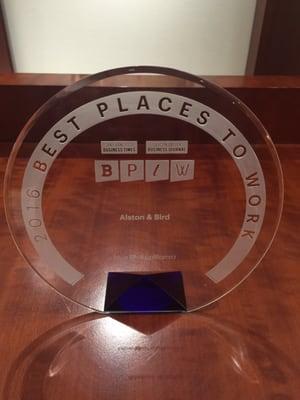 Award for Best Places to Work in the Bay Area 2016 (Ranked #10)