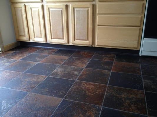 This pattern was chosen for the slate with grout line look. Accenting colors is what gives depth to any room.