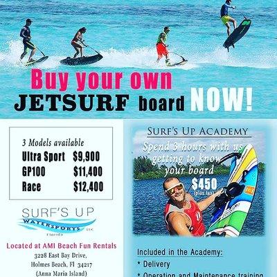 We also offer Jetsurf sales for those that ride and must have one of your own!