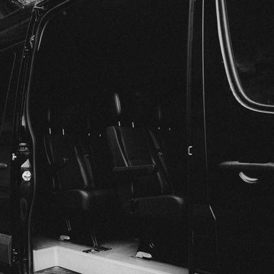 Interior of a Black Label Mercedes Sprinter van