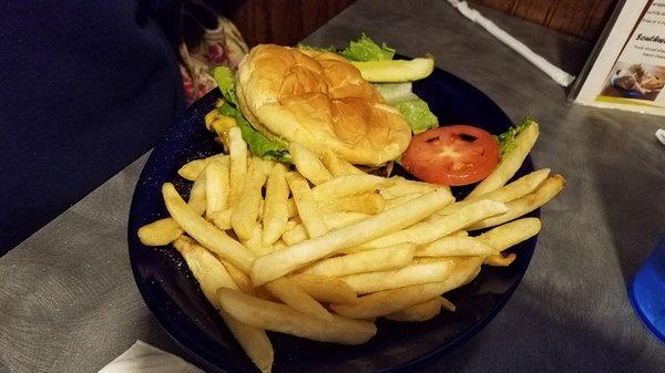 Burger and fries.