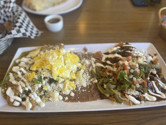 Totally amazing taste! Chilaquiles divorciados.