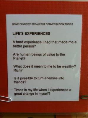 Topics for breakfast conversation