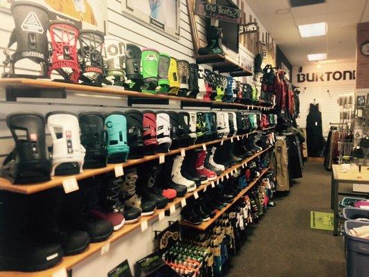 Brands such as Burton, Ride, K2, Salomon, Union, Rome, ThirtyTwo, DC and more are fully stocked in all sizes at the shop