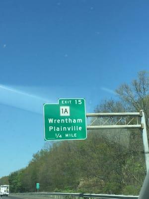 Town of Wrentham -- Main Exit from I-495, Exit 15, Route 1A for Outlets & Wrentham Center, Wrentham