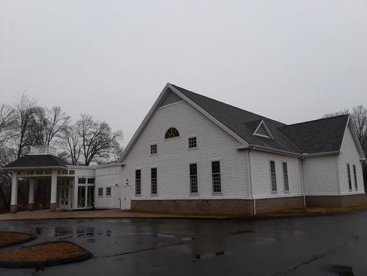 Parking lot entry to church