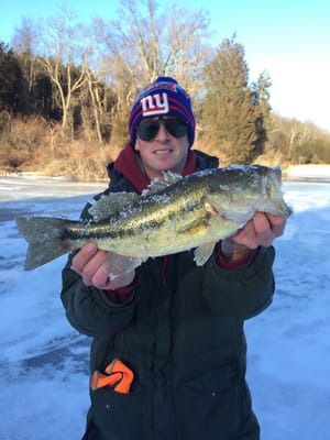 A satisfied ice fishing client.