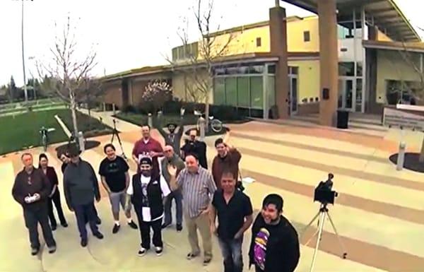 Some of the Community Producers in front of the studio.