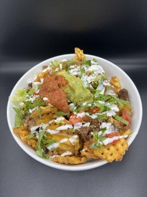 Loaded Ground Beef Waffle Fries