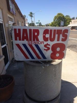 Senior Citizen hair cut discount at La Mesa Barber Shop