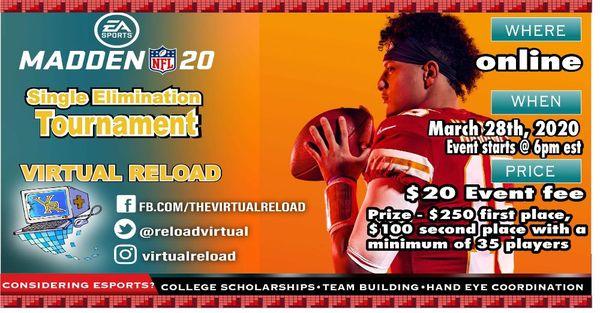 COVID19? More like BOREVID19. Wanna play some Madden? Think you're good enough to win?
 https://www.facebook.com/events/207363143874046/