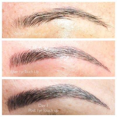 Microblading process of annual touch up