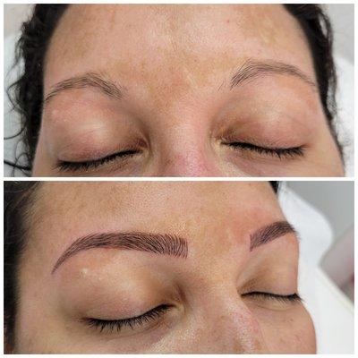 Reestructuración de cejas con Microblading.