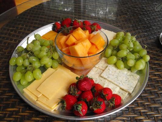 On the lighter side - a colorful fruit and cheese platter