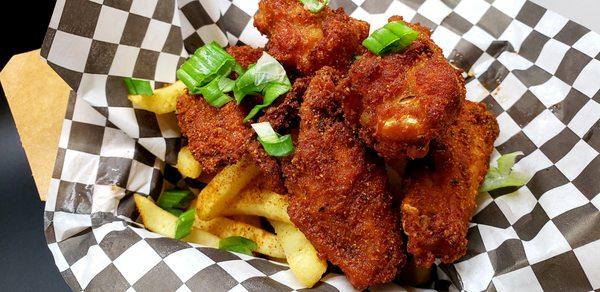 Cajun Wings and Fries