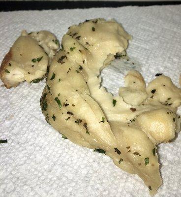 3 Piece Garlic Knots - Center of the knot was raw