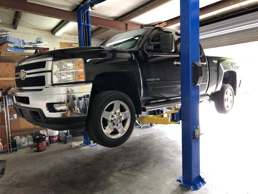 Diesel Chevy Silverado getting a courtesy look over