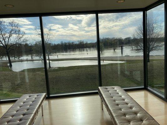 View to the White River from inside the visitor center.