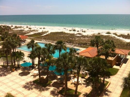 Regatta Beach Club pool area, right on the sandy shores of the Gulf of Mexico.