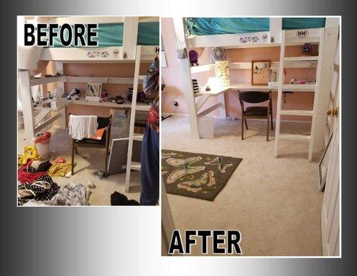 Before and after pics of a teenager's bedroom from early June.