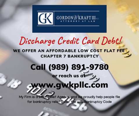 Eliminate credit card debt and get a financial fresh start!  Call (989) 891-9780 or www.gwkpllc.com