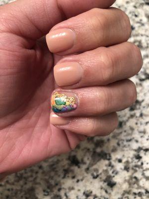 Acrylic overlay with a marble design nail. Love!!!