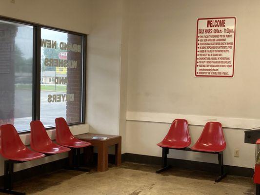 Waiting area with nice television.