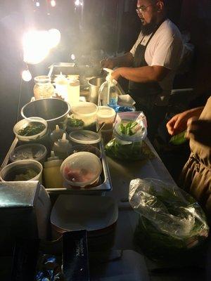 chefs at werk. look at all those veggies!