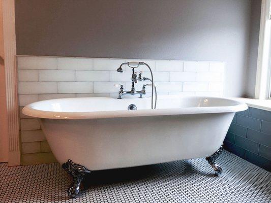 Clawfoot tub and glass tile remodel in Coto De Caza