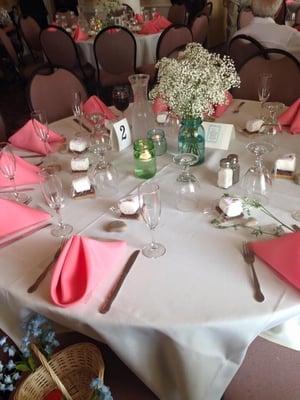 Table set up at reception. July 2015.