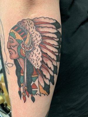 bobby@modernagetattoos.com #indianchieftattoo #bobbymeyers