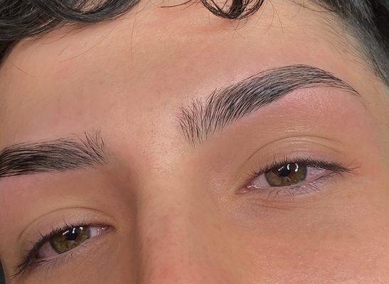 Fresh Brow Wax on a male client.