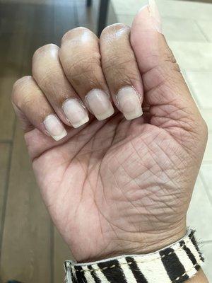 Quality of service and uneven nails.