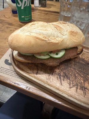 Milanesa sandwich with avocado and salad (minus the chipotle sauce).