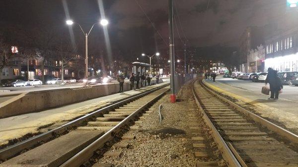 Looking outbound at the Packards Corner station