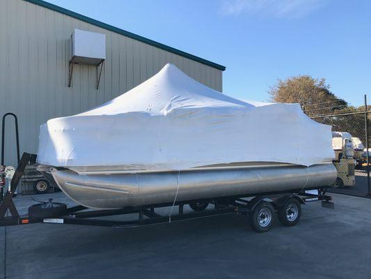 Shrink wrap on 24" pontoon