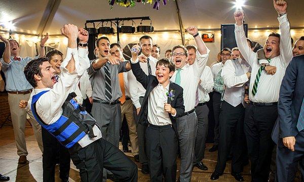 Wedding Fun:  Garter Toss at The Alumni House at The College of William and Mary