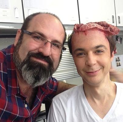 Howard Berger, co-owner of KNB EFX, with Jim Parsons on WISH I WAS THERE